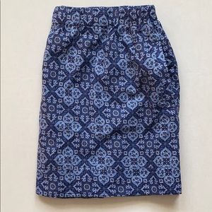 J.Crew Blue Patterned Mini Skirt